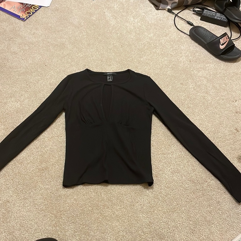 Black tight shirt with hole on the cleavage